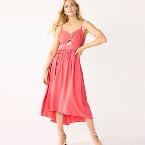Nine West twist front high low coral  dress m